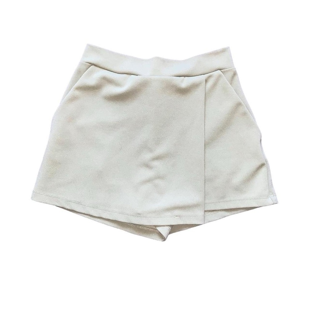 Cream High-Waisted Skort